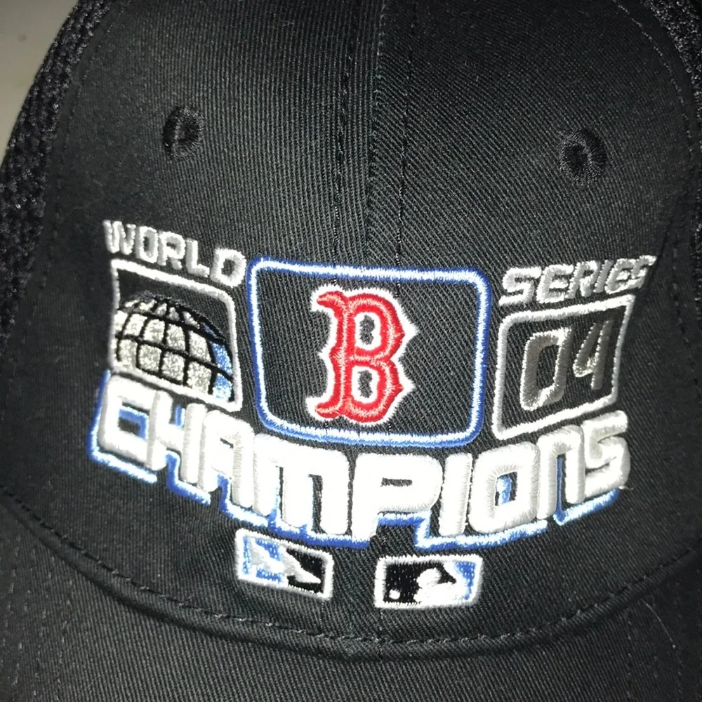 New Era Boston Red Sox 2004 World Series Champions Black Mesh A-Flex Cap Hat